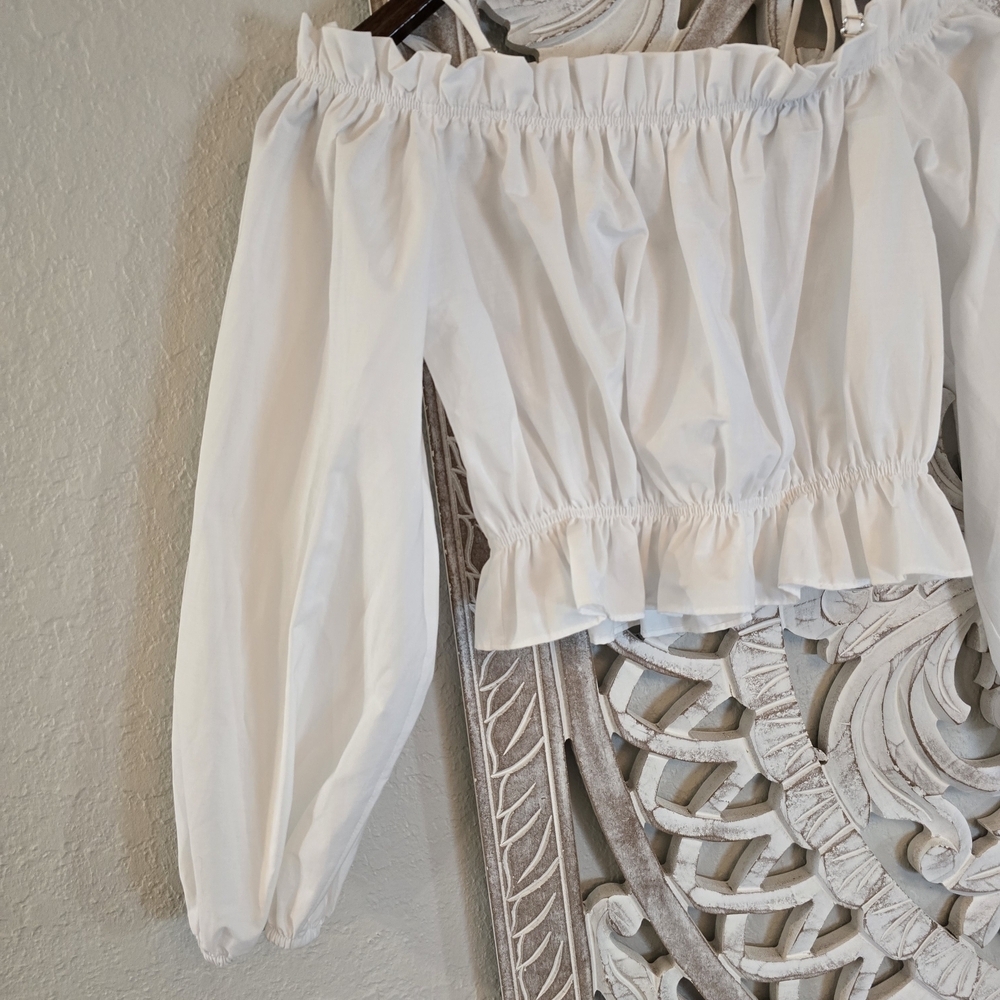 Bershka White Off-Shoulder Blouse - Picture 3 of 5